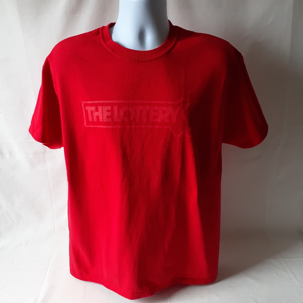 Gildan Massachusetts State Lottery Keno men's red short sleeve T-shirt size L